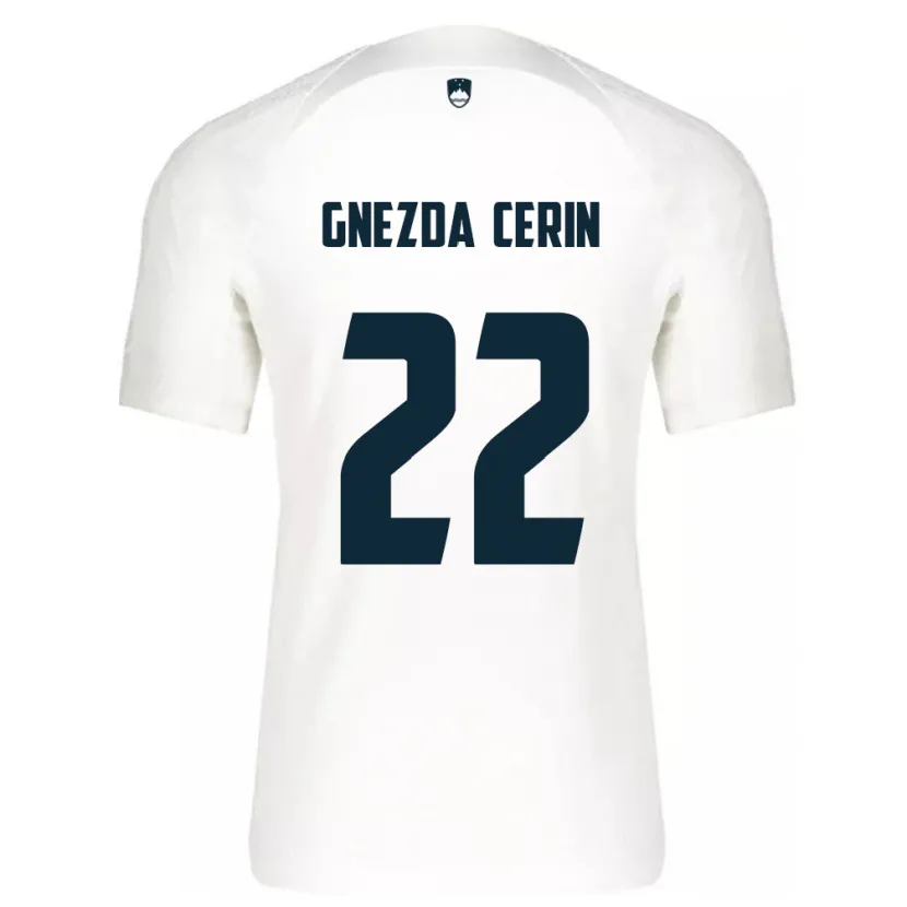 Danxen Kvinder Slovenien Adam Gnezda Cerin #22 Hvid Hjemmebane Spillertrøjer 24-26 Trøje T-Shirt