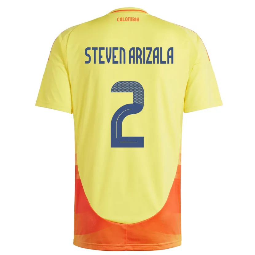 Danxen Kvinder Colombia Elver Steven Arizala #2 Gul Hjemmebane Spillertrøjer 24-26 Trøje T-Shirt