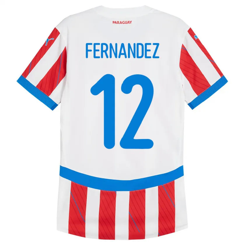 Danxen Kvinder Paraguay Gatito Fernández #12 Hvid Rød Hjemmebane Spillertrøjer 24-26 Trøje T-Shirt