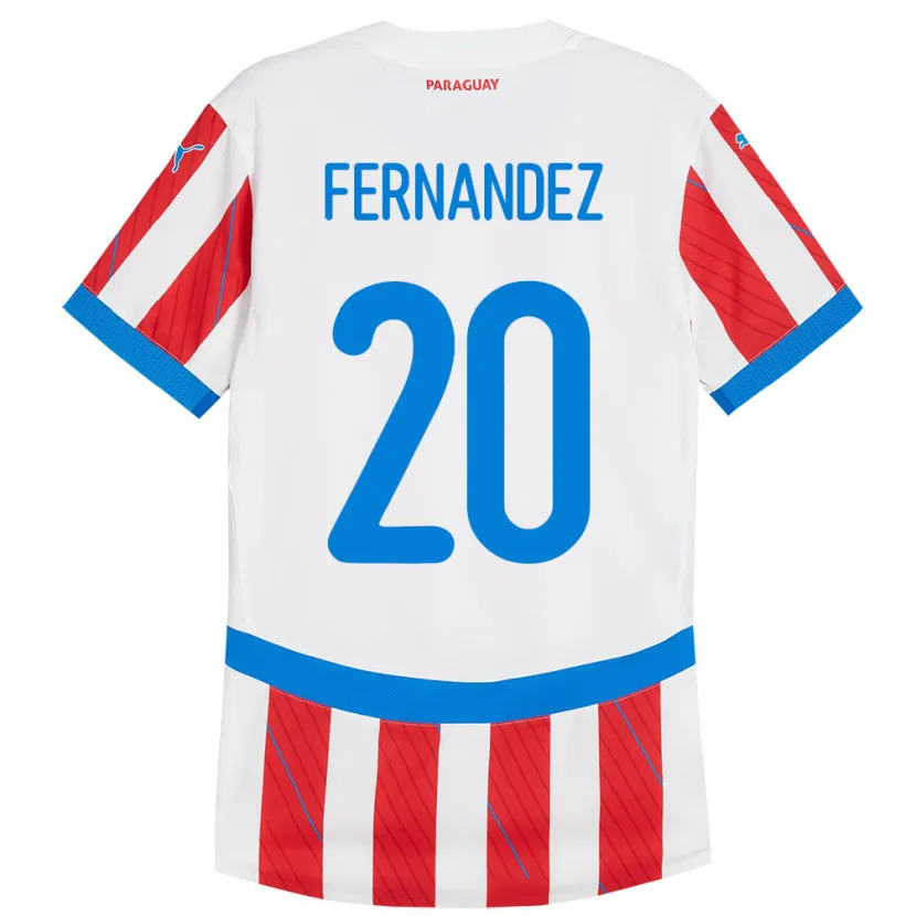 Danxen Kvinder Paraguay Marcelo Fernández #20 Hvid Rød Hjemmebane Spillertrøjer 24-26 Trøje T-Shirt