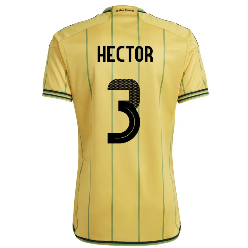 Danxen Kvinder Jamaica Michael Hector #3 Gul Hjemmebane Spillertrøjer 24-26 Trøje T-Shirt