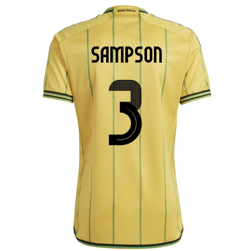 Danxen Kvinder Jamaica Vyan Sampson #3 Gul Hjemmebane Spillertrøjer 24-26 Trøje T-Shirt