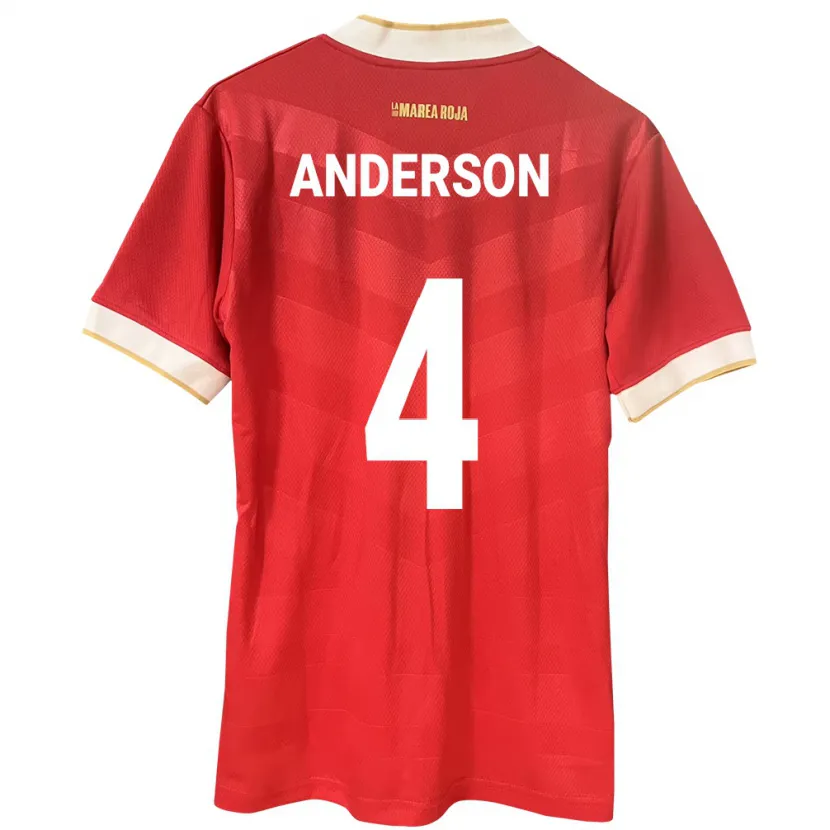 Danxen Kvinder Panama Eduardo Anderson #4 Rød Hjemmebane Spillertrøjer 24-26 Trøje T-Shirt