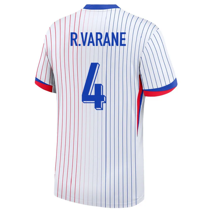 Danxen Kvinder Frankrig Raphael Varane #4 Hvid Udebane Spillertrøjer 24-26 Trøje T-Shirt