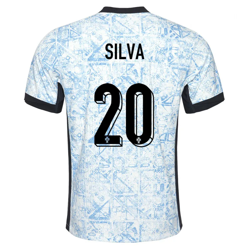 Danxen Kvinder Portugal Fabio Silva #20 Creme Blå Udebane Spillertrøjer 24-26 Trøje T-Shirt