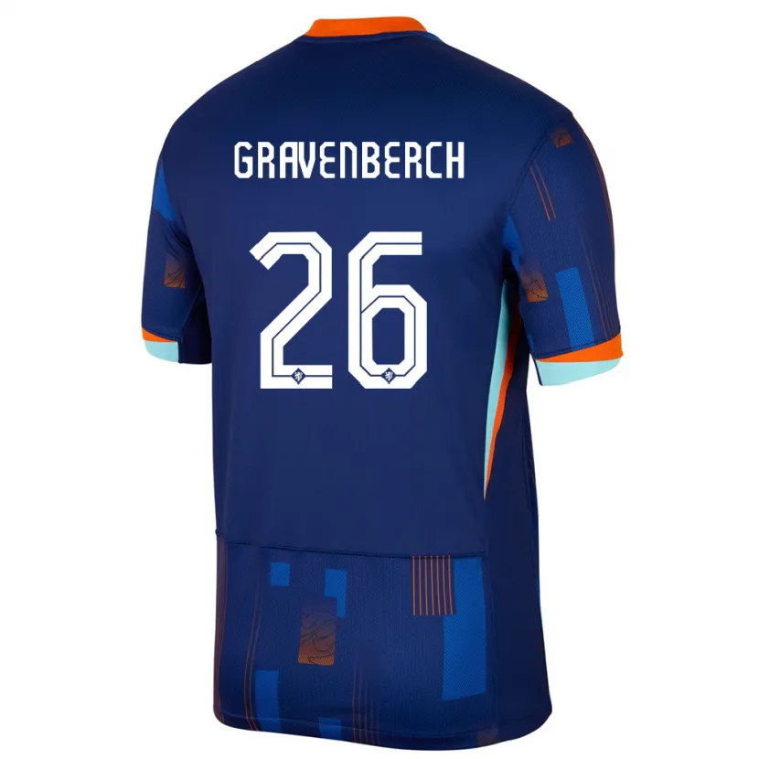 Danxen Kvinder Holland Ryan Gravenberch #26 Blå Udebane Spillertrøjer 24-26 Trøje T-Shirt