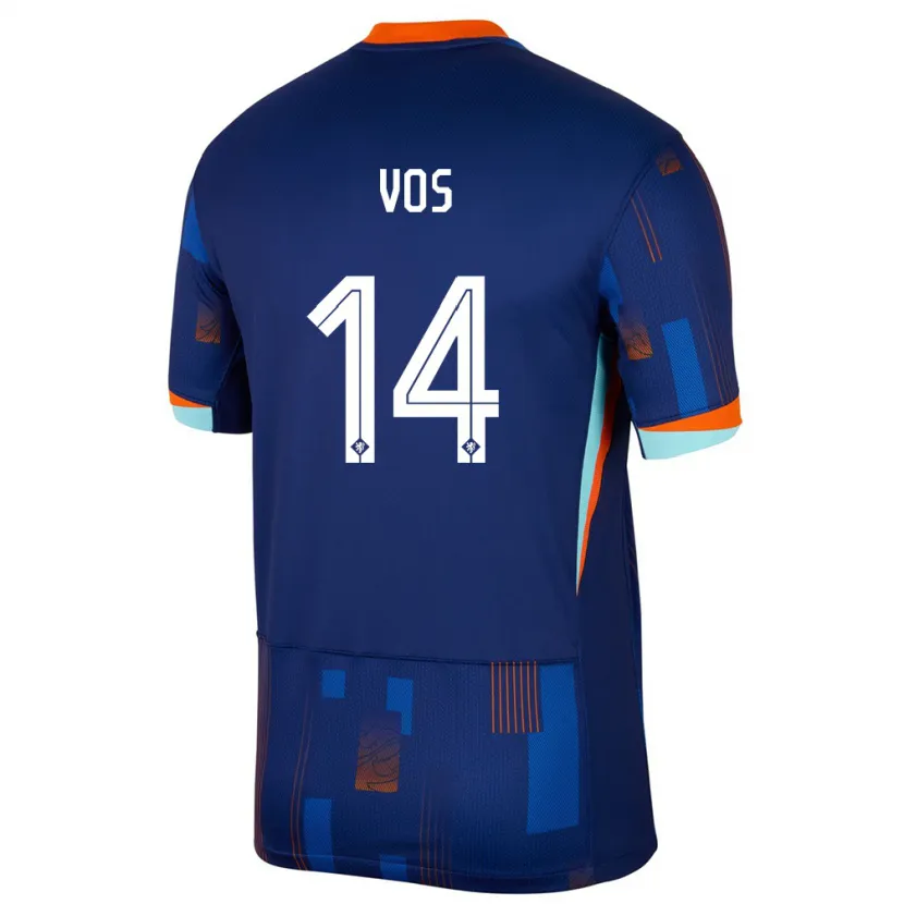 Danxen Kvinder Holland Silvano Vos #14 Blå Udebane Spillertrøjer 24-26 Trøje T-Shirt