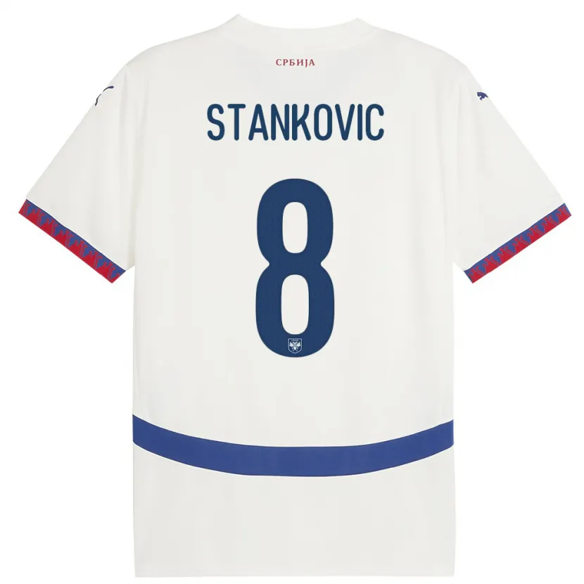 Danxen Kvinder Serbien Nikola Stankovic #8 Hvid Udebane Spillertrøjer 24-26 Trøje T-Shirt