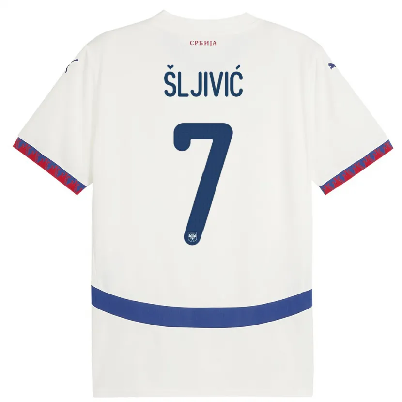 Danxen Kvinder Serbien Jovan Sljivic #7 Hvid Udebane Spillertrøjer 24-26 Trøje T-Shirt