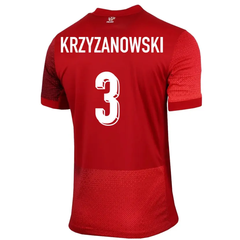 Danxen Kvinder Polen Jakub Krzyzanowski #3 Rød Udebane Spillertrøjer 24-26 Trøje T-Shirt