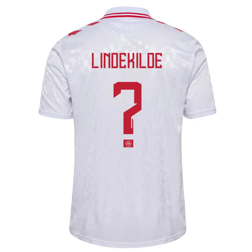 Danxen Kvinder Danmark Jonatan Lindekilde #0 Hvid Udebane Spillertrøjer 24-26 Trøje T-Shirt