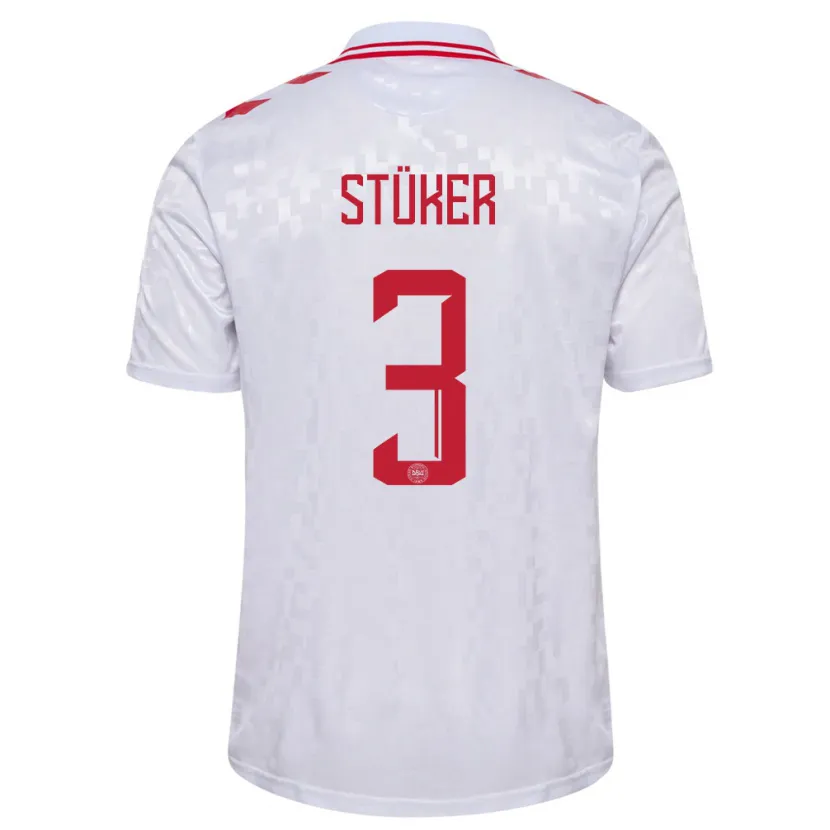 Danxen Kvinder Danmark Simon Stüker #3 Hvid Udebane Spillertrøjer 24-26 Trøje T-Shirt