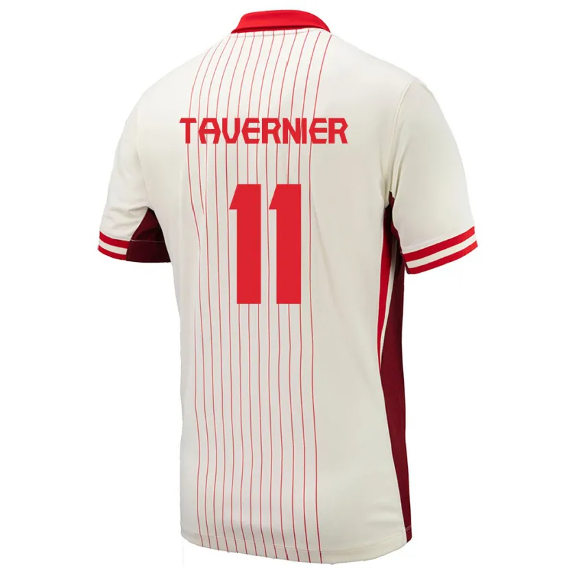 Danxen Kvinder Canada Kevaughn Tavernier #11 Hvid Udebane Spillertrøjer 24-26 Trøje T-Shirt