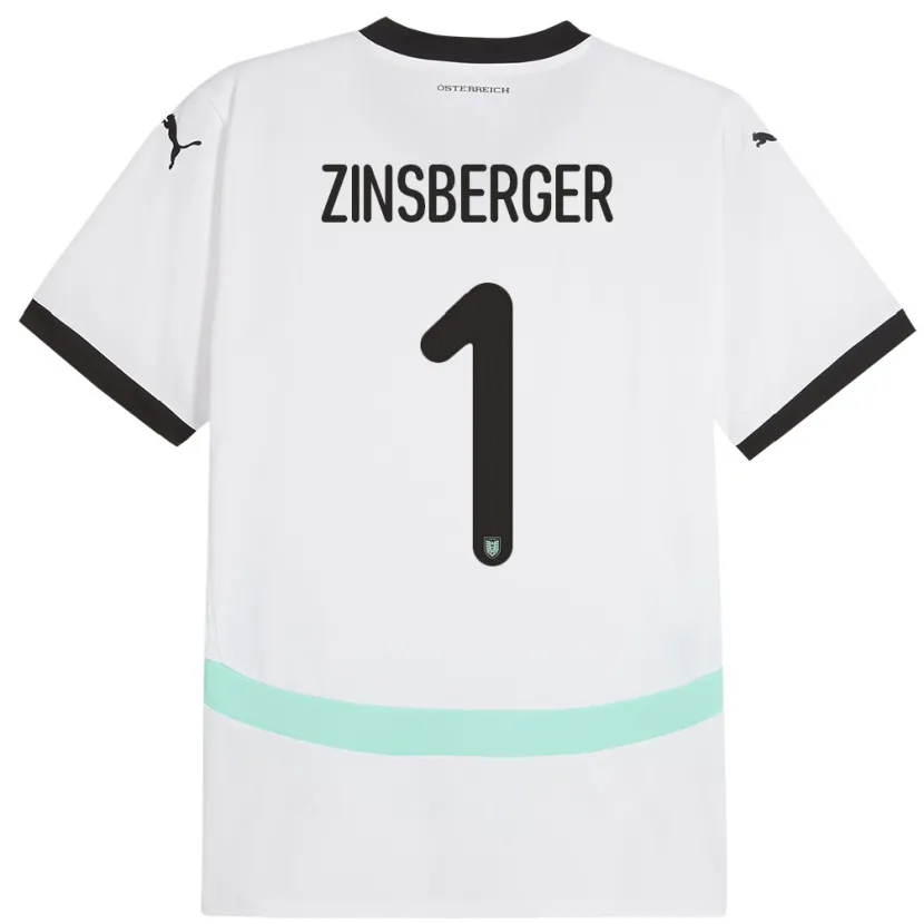 Danxen Kvinder Østrig Manuela Zinsberger #1 Hvid Udebane Spillertrøjer 24-26 Trøje T-Shirt