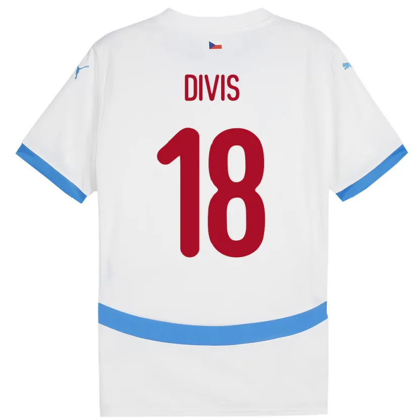 Danxen Kvinder Tjekkiet Matej Divis #18 Hvid Udebane Spillertrøjer 24-26 Trøje T-Shirt