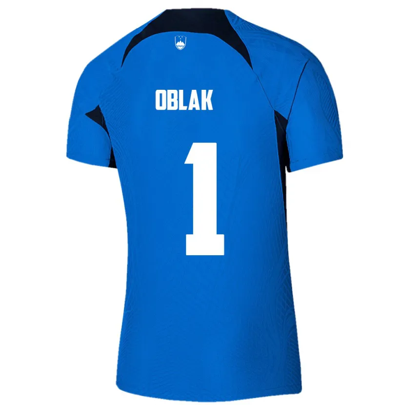 Danxen Kvinder Slovenien Jan Oblak #1 Blå Udebane Spillertrøjer 24-26 Trøje T-Shirt