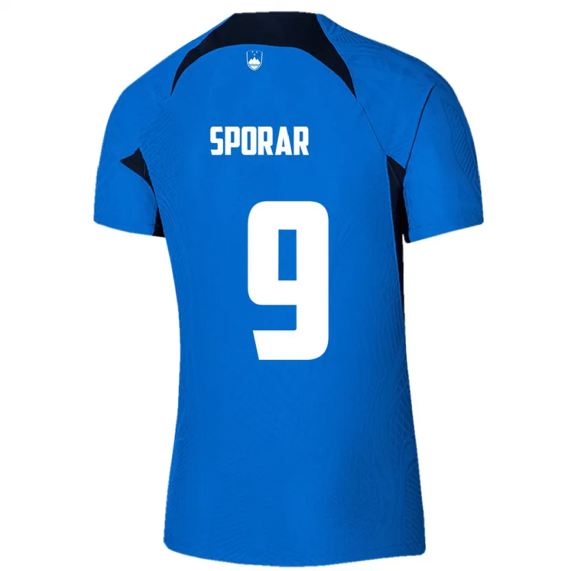 Danxen Kvinder Slovenien Andraz Sporar #9 Blå Udebane Spillertrøjer 24-26 Trøje T-Shirt