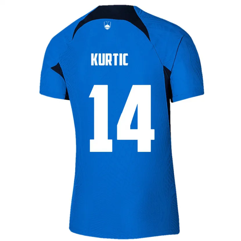 Danxen Kvinder Slovenien Jasmin Kurtic #14 Blå Udebane Spillertrøjer 24-26 Trøje T-Shirt