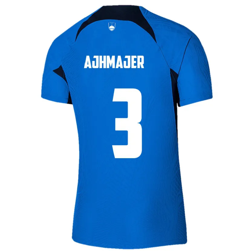 Danxen Kvinder Slovenien Nejc Ajhmajer #3 Blå Udebane Spillertrøjer 24-26 Trøje T-Shirt