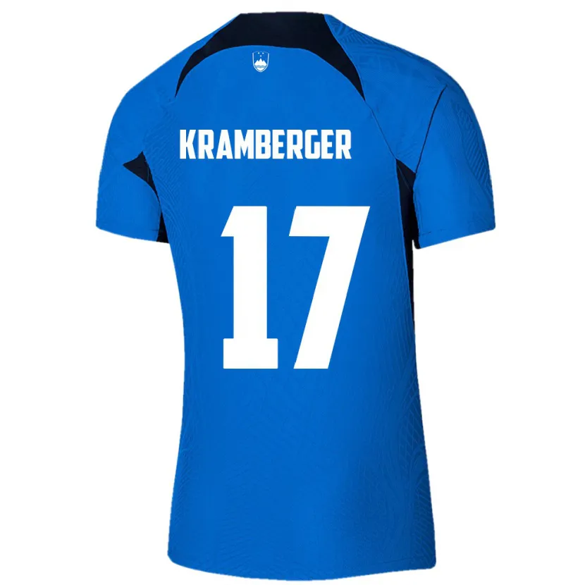 Danxen Kvinder Slovenien Enej Kramberger #17 Blå Udebane Spillertrøjer 24-26 Trøje T-Shirt