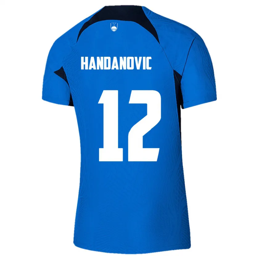 Danxen Kvinder Slovenien Tanej Handanovic #12 Blå Udebane Spillertrøjer 24-26 Trøje T-Shirt