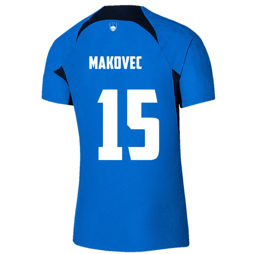 Danxen Kvinder Slovenien Sara Makovec #15 Blå Udebane Spillertrøjer 24-26 Trøje T-Shirt