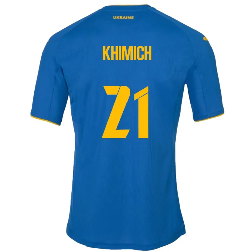 Danxen Kvinder Ukraine Tamila Khimich #21 Blå Udebane Spillertrøjer 24-26 Trøje T-Shirt