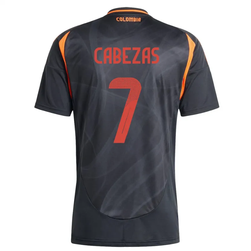 Danxen Kvinder Colombia Jorge Cabezas #7 Sort Udebane Spillertrøjer 24-26 Trøje T-Shirt