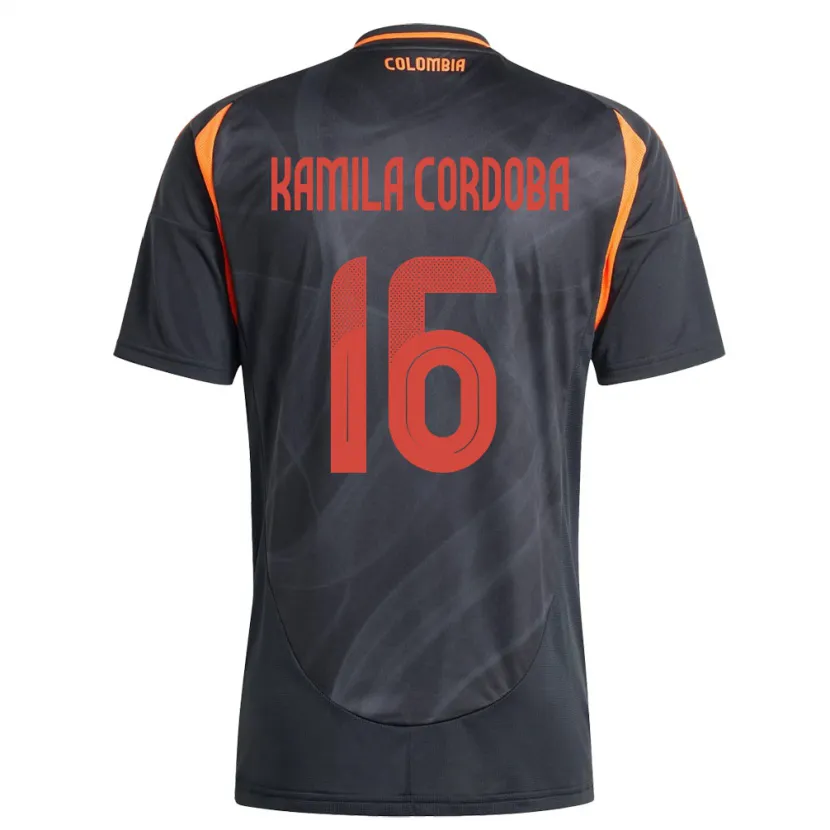 Danxen Kvinder Colombia Sara Kamila Córdoba #16 Sort Udebane Spillertrøjer 24-26 Trøje T-Shirt