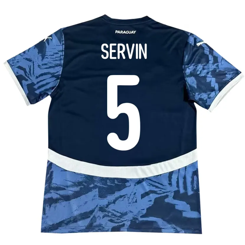 Danxen Kvinder Paraguay Thiago Servín #5 Blå Udebane Spillertrøjer 24-26 Trøje T-Shirt