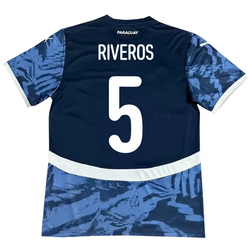 Danxen Kvinder Paraguay Verónica Riveros #5 Blå Udebane Spillertrøjer 24-26 Trøje T-Shirt