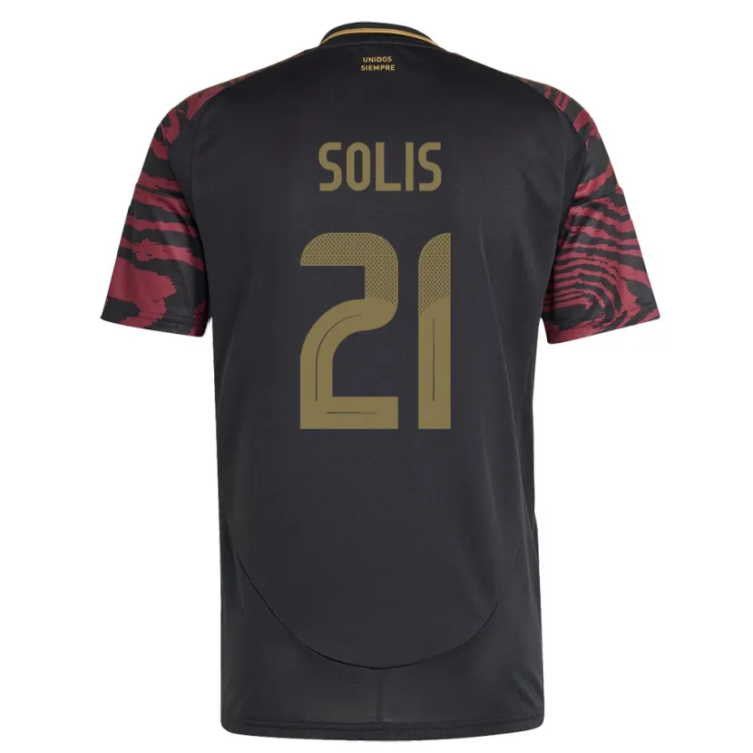 Danxen Kvinder Peru Renato Solís #21 Sort Udebane Spillertrøjer 24-26 Trøje T-Shirt