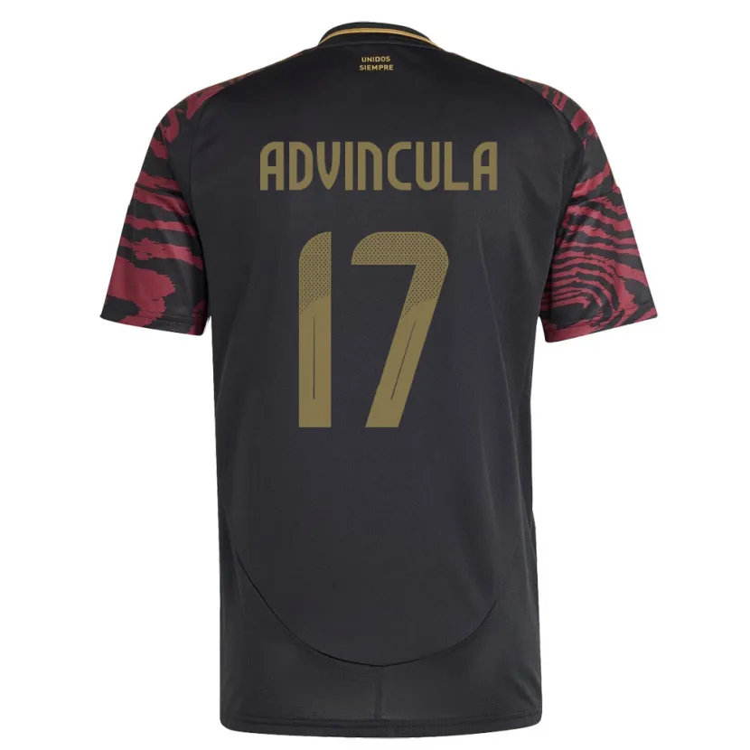 Danxen Kvinder Peru Luis Advíncula #17 Sort Udebane Spillertrøjer 24-26 Trøje T-Shirt